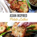crispy potato pancakes with Asian dipping sauce