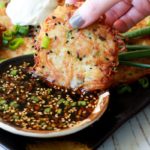 crispy potato pancakes with Asian dipping sauce