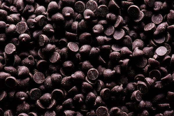 closeup of dark chocolate chips