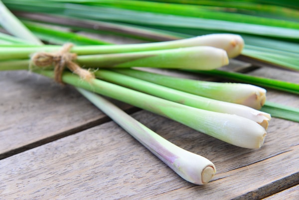 lemongrass stalks on a wooden board