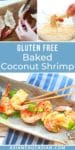 baked coconut shrimp on a serving platter with chopsticks and prepping the shrimp