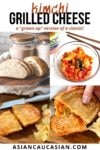 images of kimchi grilled cheese and a bowl of kimchi with sour dough loaf bread